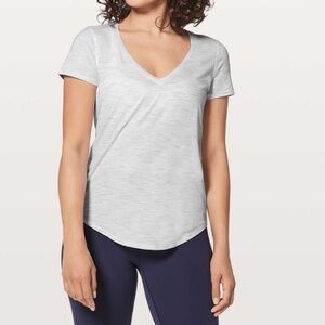 Lululemon Love V Neck T Space Dye Ice Gray Alpine White 6